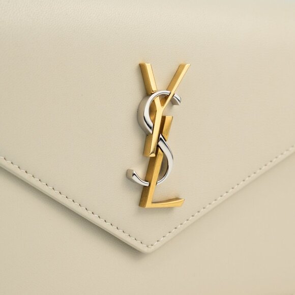 YSL Saint Laurent Envelope Leather Wallet on Chain, Crossbody/Clutch, White - Picture 3 of 13
